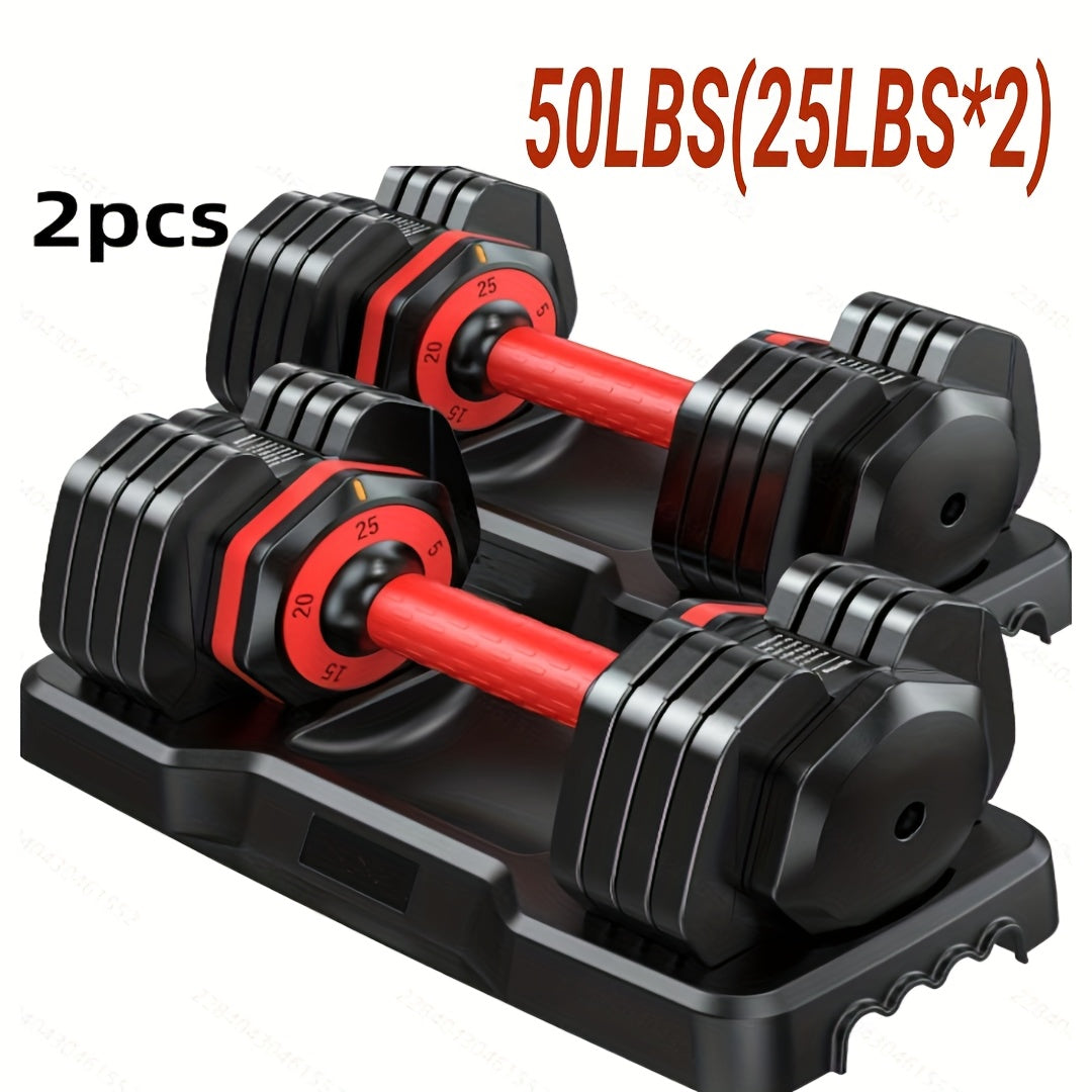 Adjustable Dumbbell Set of 2 | 5-in-1 Quick-Adjust Weight Set 25LB or 55LB Per Pair, Anti-Slip Handle, Dumbbell Barbell Kettlebell Push-Up Home Gym Workout Equipment for Men & Women