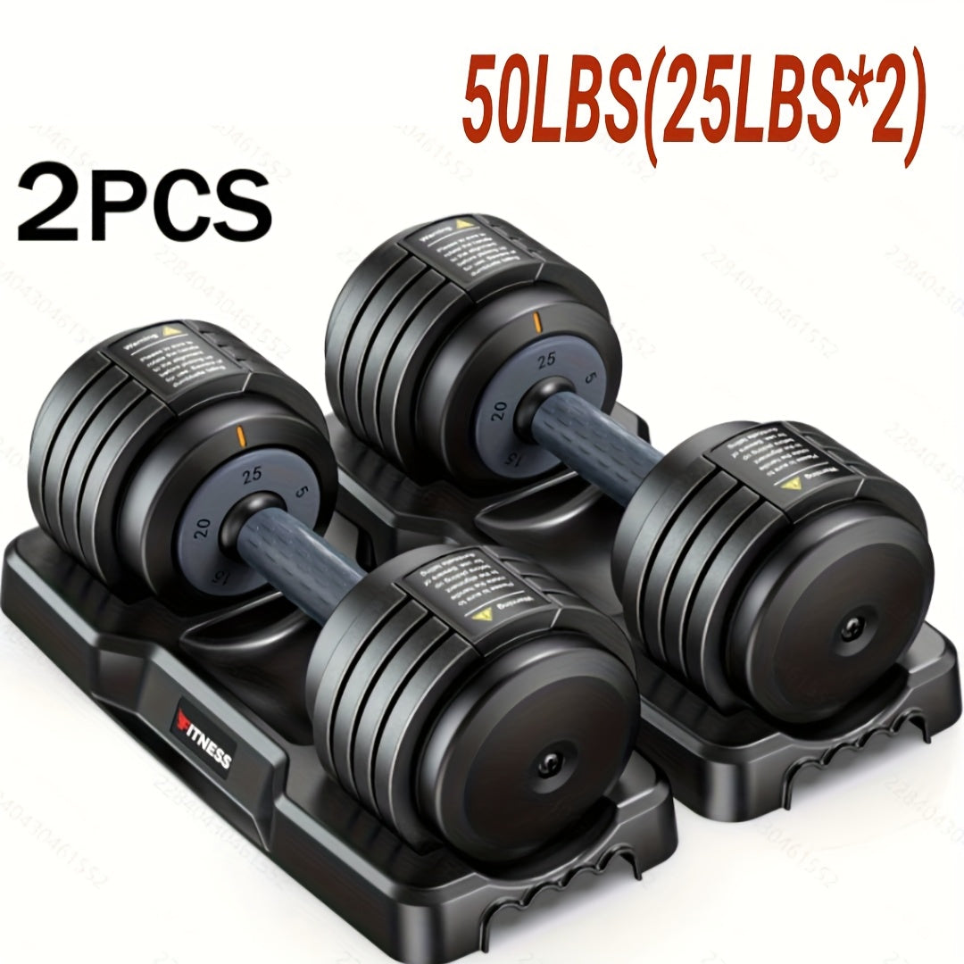 Adjustable Dumbbell Set of 2 | 5-in-1 Quick-Adjust Weight Set 25LB or 55LB Per Pair, Anti-Slip Handle, Dumbbell Barbell Kettlebell Push-Up Home Gym Workout Equipment for Men & Women