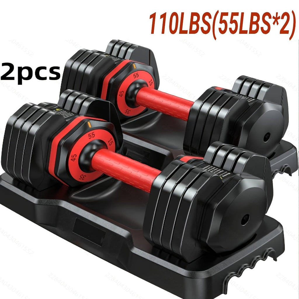 Adjustable Dumbbell Set of 2 | 5-in-1 Quick-Adjust Weight Set 25LB or 55LB Per Pair, Anti-Slip Handle, Dumbbell Barbell Kettlebell Push-Up Home Gym Workout Equipment for Men & Women