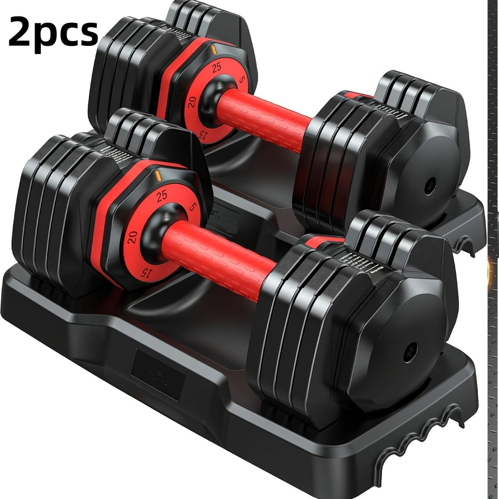 Adjustable Dumbbell Set of 2 | 5-in-1 Quick-Adjust Weight Set 25LB or 55LB Per Pair, Anti-Slip Handle, Dumbbell Barbell Kettlebell Push-Up Home Gym Workout Equipment for Men & Women