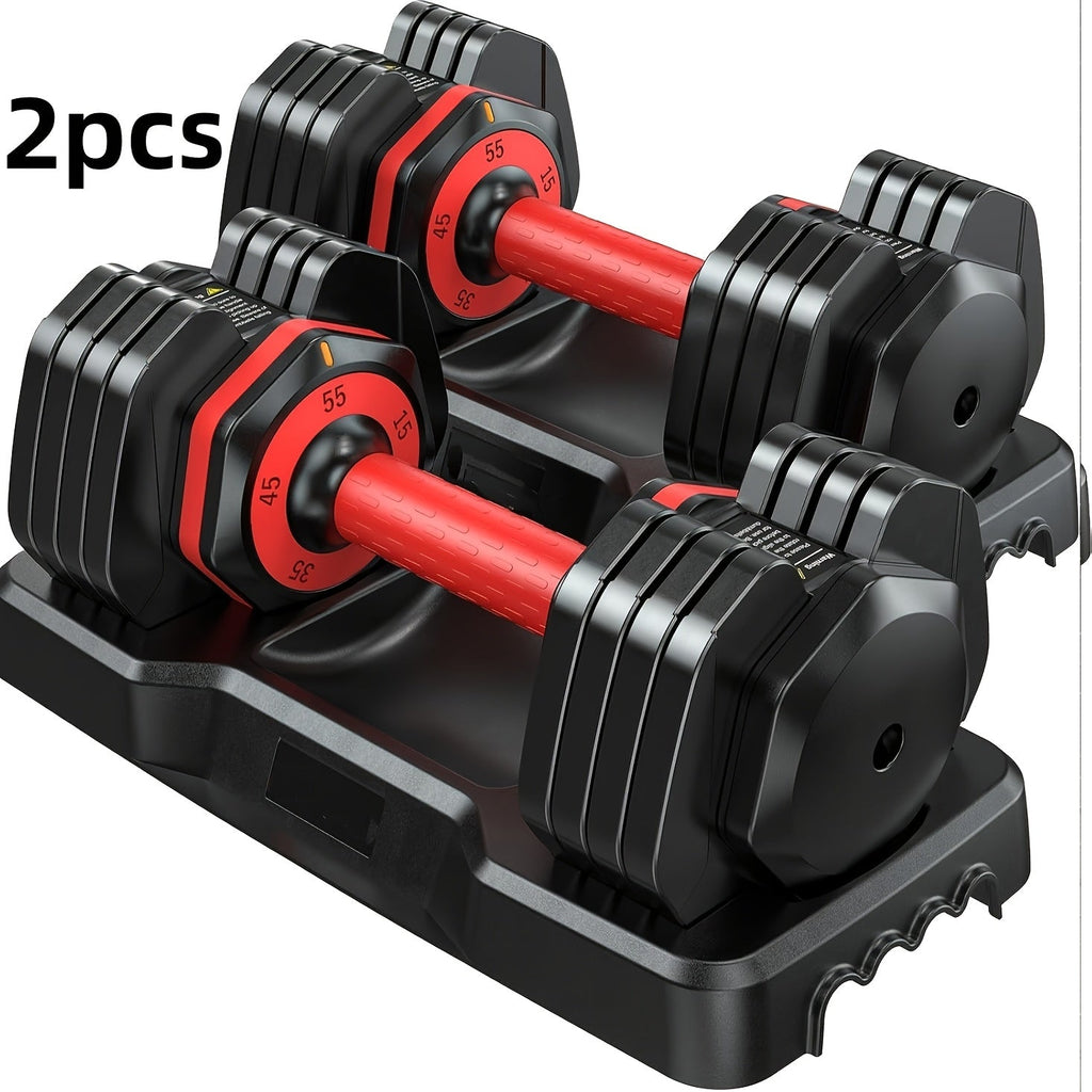 Adjustable Dumbbell Set of 2 | 5-in-1 Quick-Adjust Weight Set 25LB or 55LB Per Pair, Anti-Slip Handle, Dumbbell Barbell Kettlebell Push-Up Home Gym Workout Equipment for Men & Women