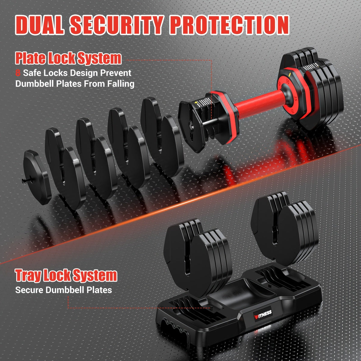 Adjustable Dumbbell Set of 2 | 5-in-1 Quick-Adjust Weight Set 25LB or 55LB Per Pair, Anti-Slip Handle, Dumbbell Barbell Kettlebell Push-Up Home Gym Workout Equipment for Men & Women