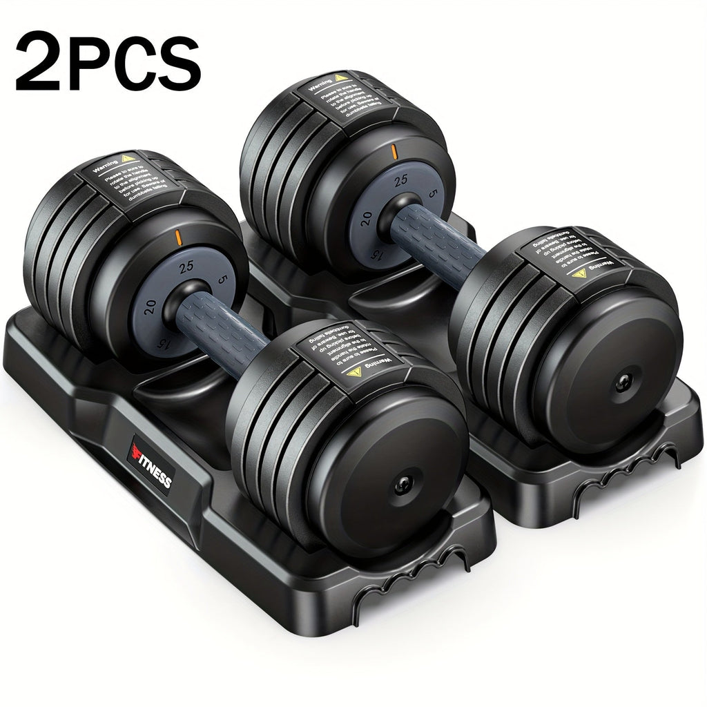 Adjustable Dumbbell Set of 2 | 5-in-1 Quick-Adjust Weight Set 25LB or 55LB Per Pair, Anti-Slip Handle, Dumbbell Barbell Kettlebell Push-Up Home Gym Workout Equipment for Men & Women