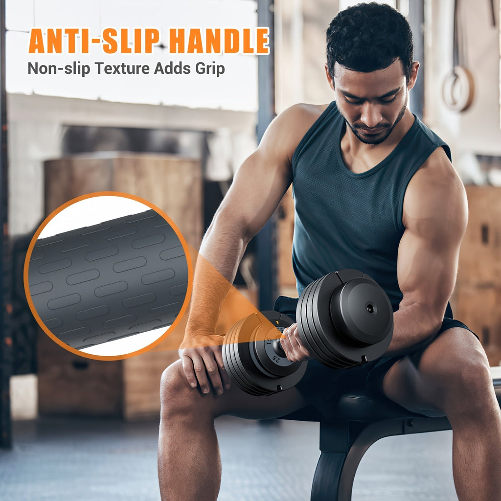 Adjustable Dumbbell Set of 2 | 5-in-1 Quick-Adjust Weight Set 25LB or 55LB Per Pair, Anti-Slip Handle, Dumbbell Barbell Kettlebell Push-Up Home Gym Workout Equipment for Men & Women