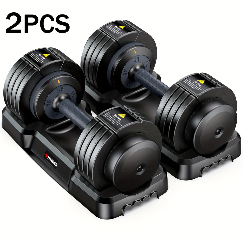 Adjustable Dumbbell Set of 2 | 5-in-1 Quick-Adjust Weight Set 25LB or 55LB Per Pair, Anti-Slip Handle, Dumbbell Barbell Kettlebell Push-Up Home Gym Workout Equipment for Men & Women