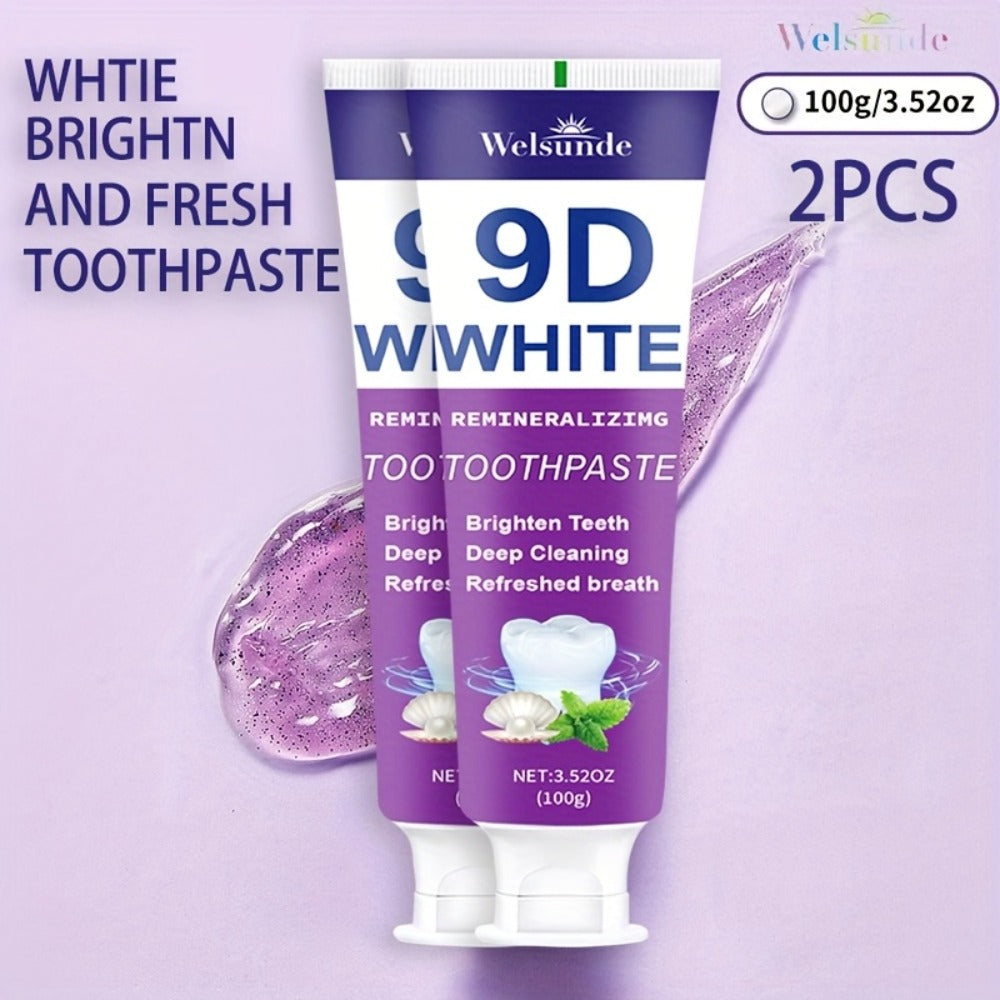 Purple Toothpaste 2pcs Hydroxyapatite Whitening Deep Cleaning European Formula Mint Flavor Fresh Breath Gentle on Gums Travel Size 100g Oral Care Gift for Women Men Sensitive Teeth - product image 3