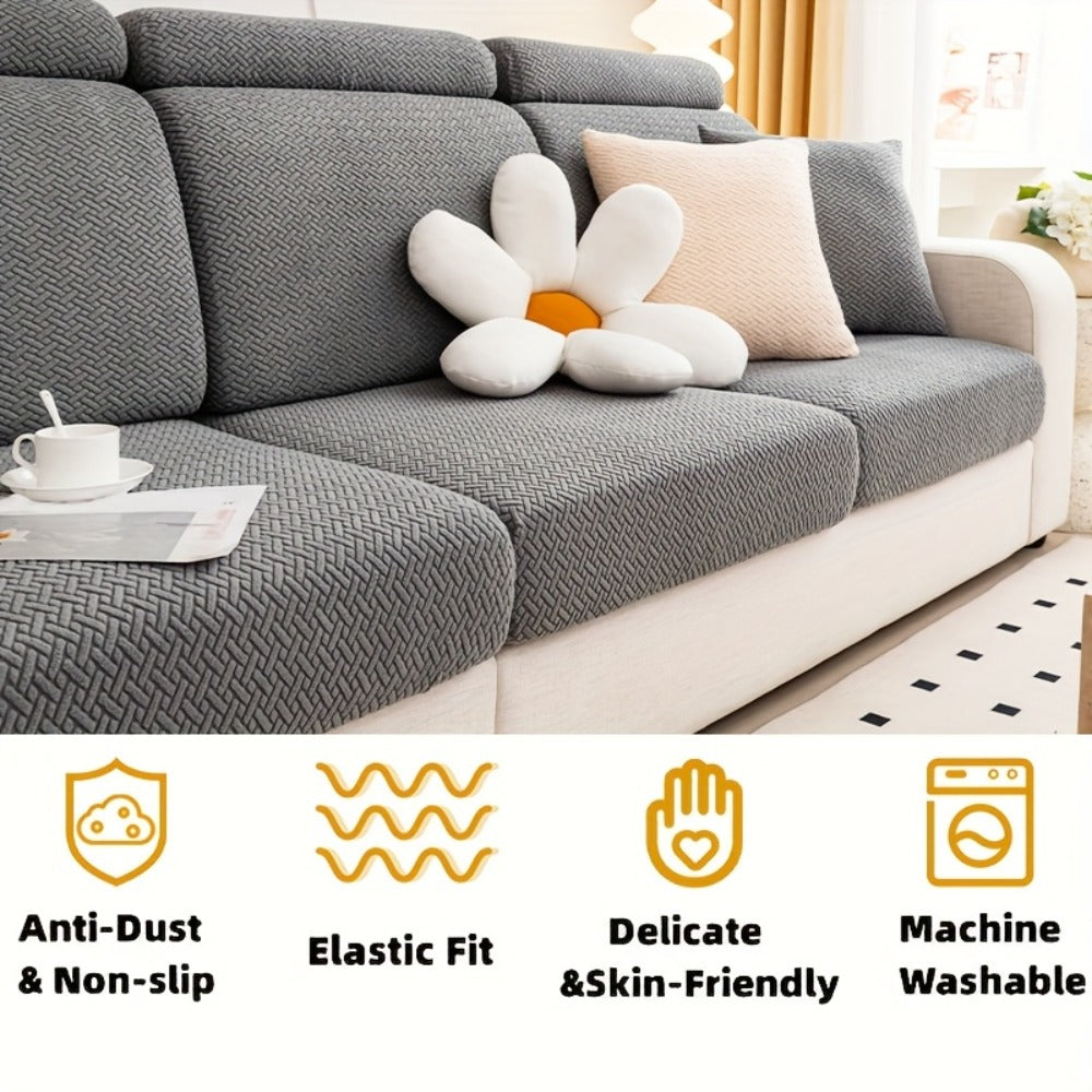 Jacquard Stretch Sofa Cover Non-Slip | Elastic Wear-Resistant Couch Slipcover, Polyester Jacquard Fabric, 1 to 4 Seat Sectional L-Shape, Armrest Backrest, Machine Washable - product image 48