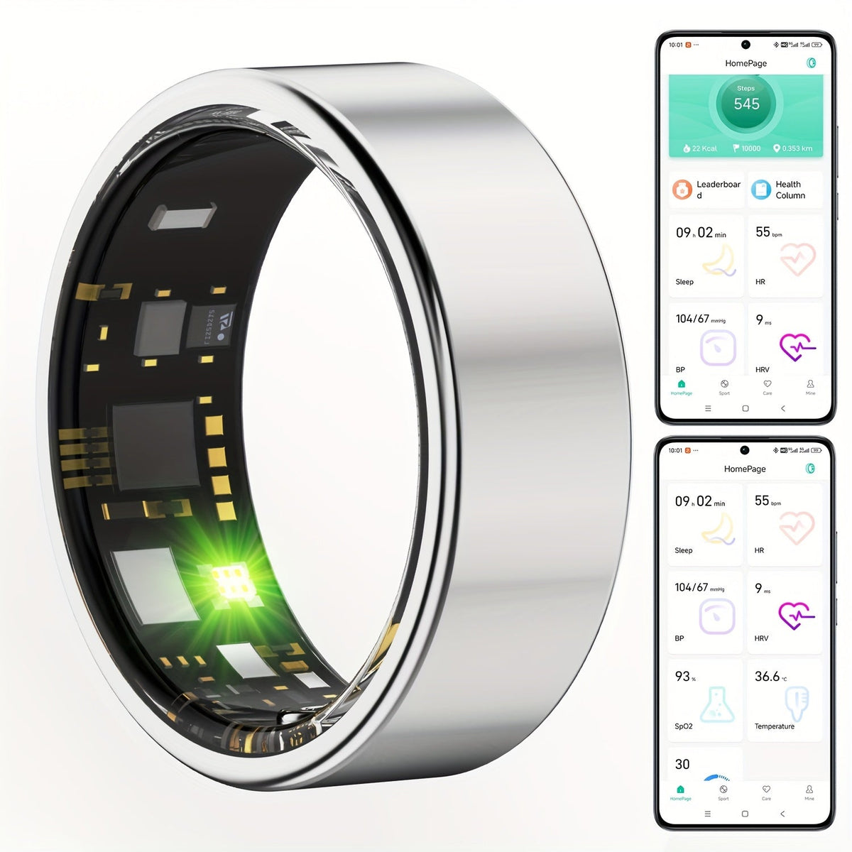 IP68 Waterproof Health Monitor – Smart Ring Fitness Tracker