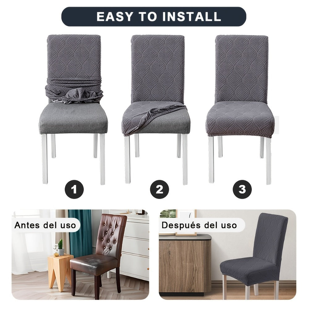 Dining Chair Covers 6pcs Waterproof - Stretch Polyester Spandex Elastic Slipcovers with Little Leaf Pattern, Machine Washable Pet-Friendly Chair Protectors for Home Restaurant - product image 10