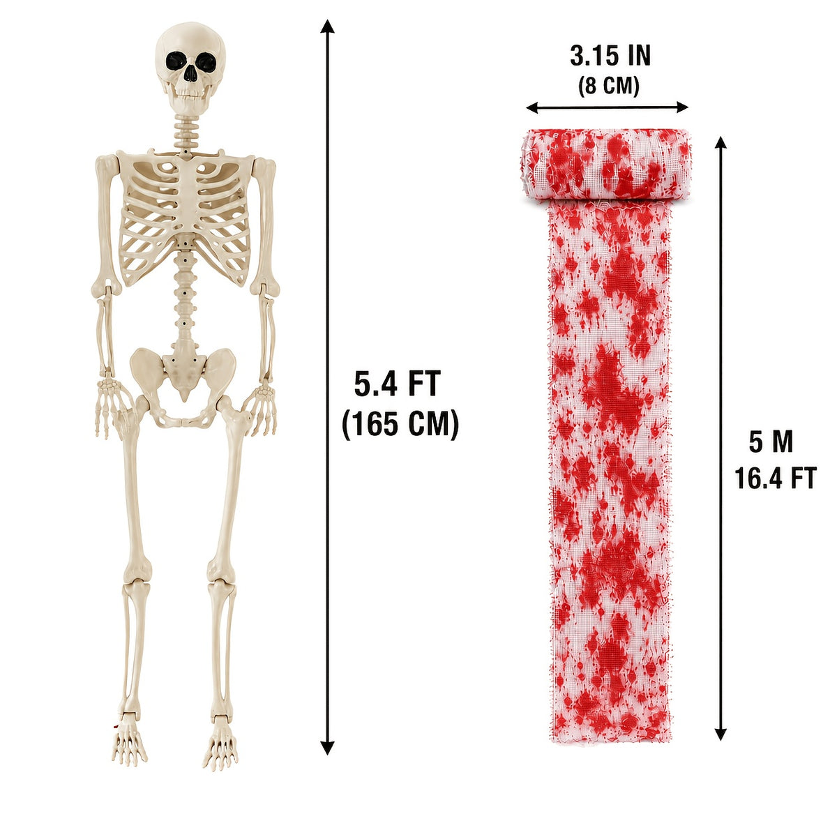 5.4Ft Adjustable Life-Size Human Adult Skeleton Plastic Human Bones with Movable Joints for Halloween Decoration - product image 2