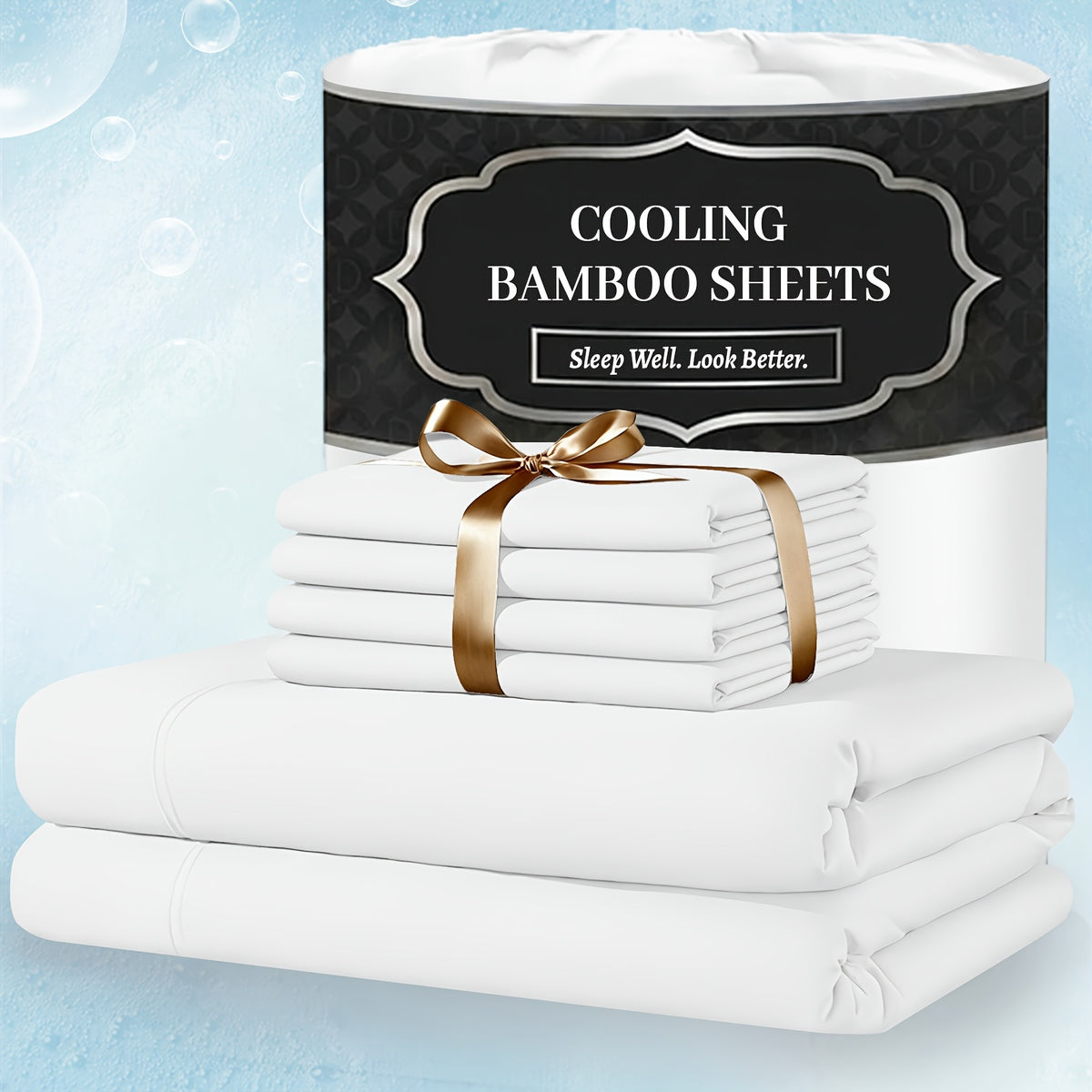 Extra Deep Pocket Bamboo Sheets - 6 pcs Breathable & Cooling Bamboo Bed Sheet Set, Hotel Luxury Fitted Sheet Set, Soft Wrinkle-Free for Extra Deep Mattresses - product image 5