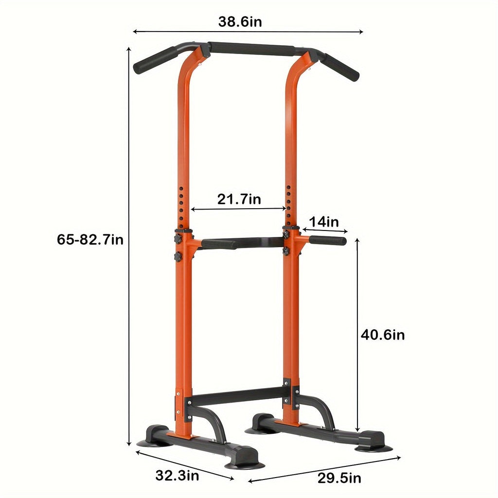 Power Tower Dip Station & Pull-Up Bar | Adjustable Height 65 | 83", 330 LB Capacity, H-Base Steel Frame for Pull-Ups, Chin-Ups, Dips & Knee Raises | Home Gym - product image 2