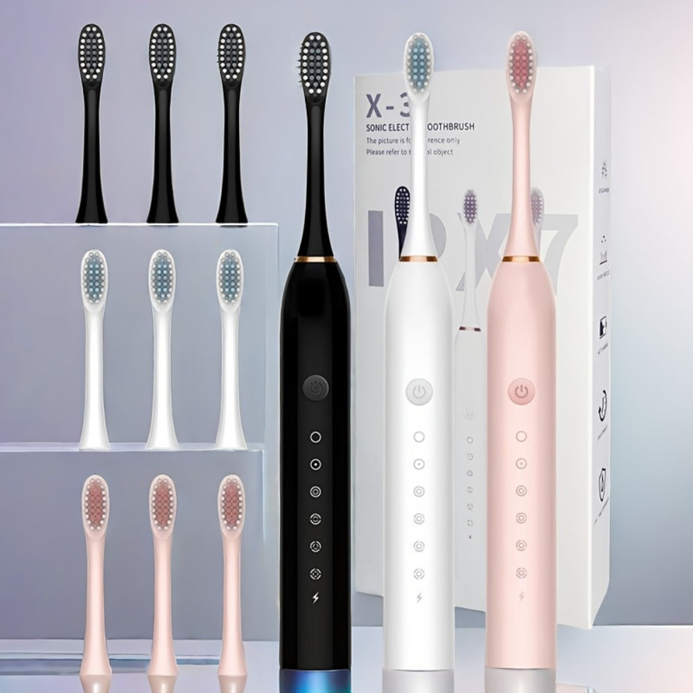 Sonic Electric Toothbrush with 6 Modes & Smart Timer – USB Rechargeable, Soft Bristles for Sensitive Gums, Whitening Oral Care for Men & Women, Black White Pink - product image
