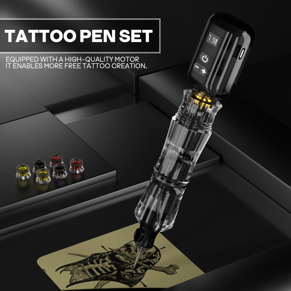 Rotary Tattoo Machine Kit Complete Set with 1400mAh Wireless Battery Digital Display 10 Cartridge Needles 6 Inks Practice Skin for Beginners & Professional Artists - product image 10