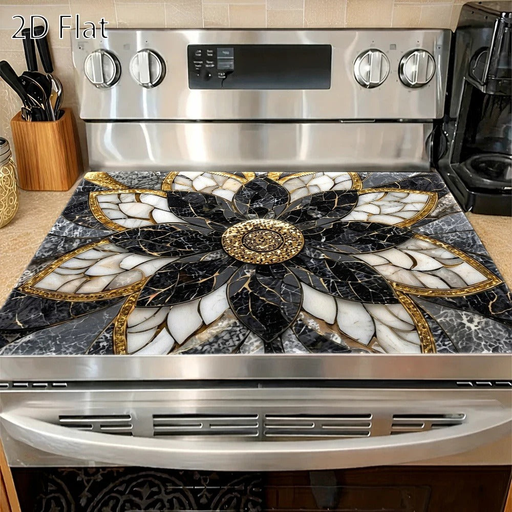 Stove Protector Mat Marble Lotus Pattern | Heat-Resistant Non-Stick Cooktop Cover Pad | Gas Stove, Induction Cooker, Glass Cooktop, Oven & Washer Dryer Top - product image 2
