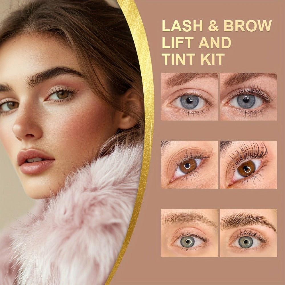 Lash Lift Kit & Brow Lamination Tint Set — 2-in-1 Eyelash Perm & Eyebrow Lamination with Black Brown Tint Dye, 4-6 Week Long-Lasting Results, DIY Home or Salon Use, Complete Beauty - product image 2