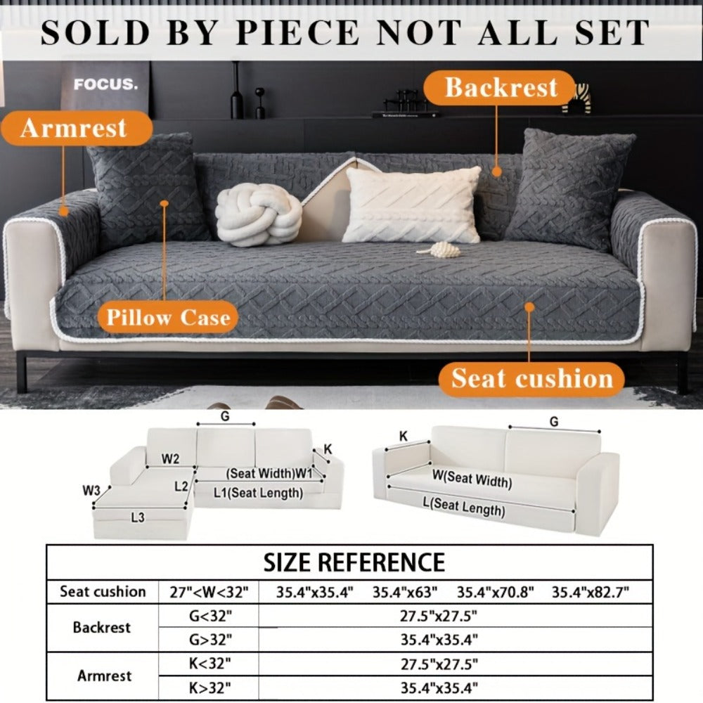 Plush Sofa Cover Couch Cover | Anti-Slip Pet Dog Friendly Velvet Sofa Mat, Single Two Three Four Seat, Backrest Armrest Pillow Cover, Living Room Bedroom Decor - product image 8