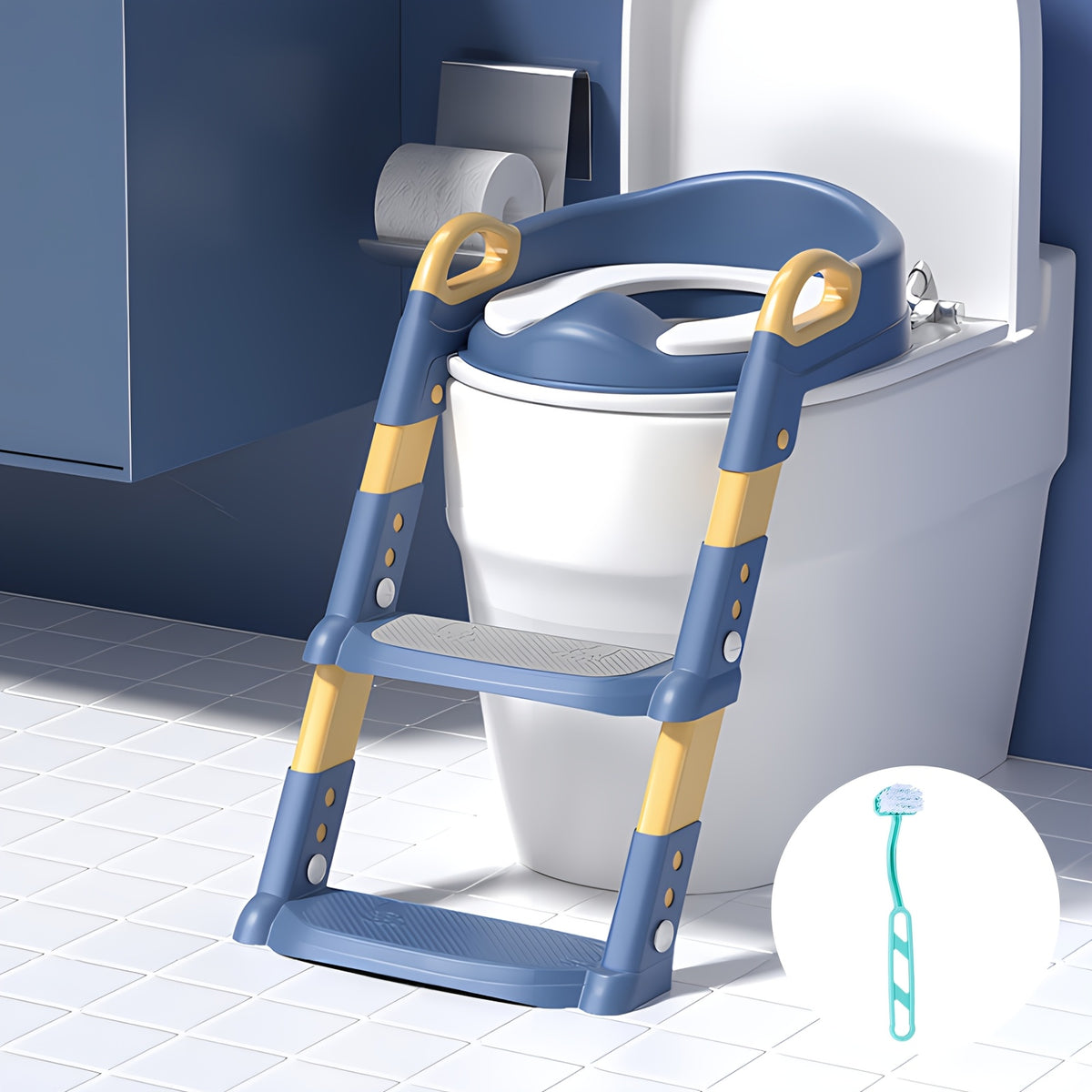 2-In-1 Toilet Potty Training Seat with Step Stool Ladder, Safe and Comfortable Potty Chair with Anti-Slip Design, Adjustable Height, Foldable for Easy Storage - product image 5