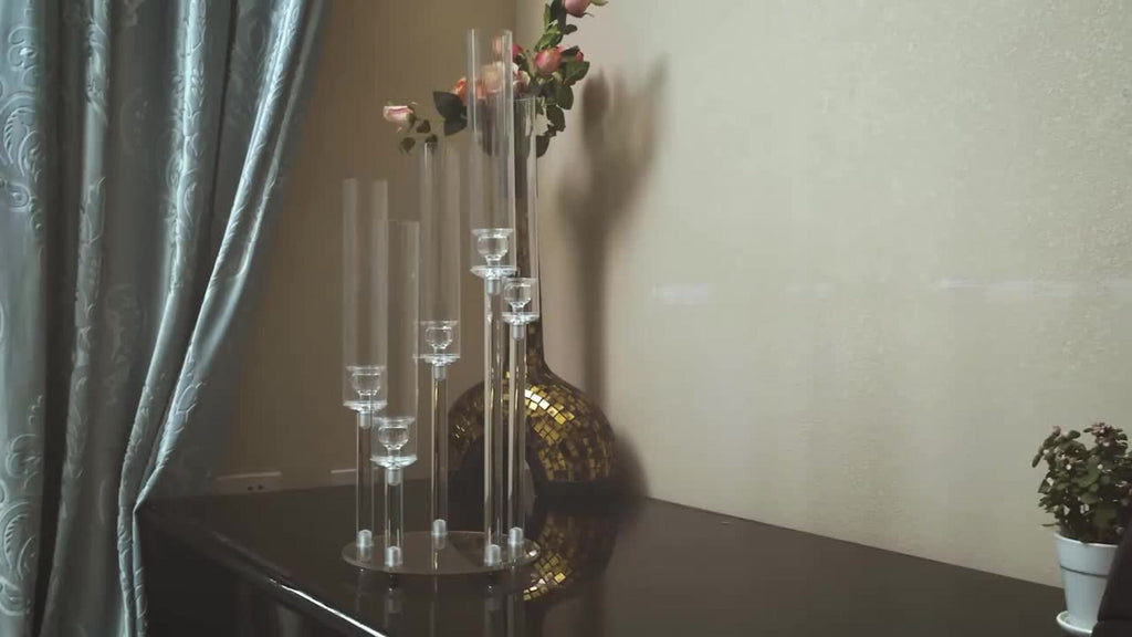 Acrylic Candelabra Candle Holder – Clear Crystal 5-Arm & 6-Arm Taper Candlestick Holders for Wedding Centerpiece, Dining Table, Party & Anniversary Decor - product image 12