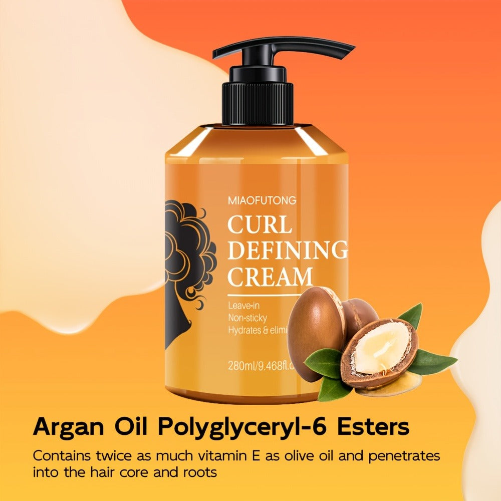Curl Defining Cream with Argan Oil 280ml Frizz Control Moisture Lock Hydrating Styling Conditioner – Enhances Shine Boosts Volume Heat-Free Curl Definer for Curly Wavy Coily Hair W - product image 6