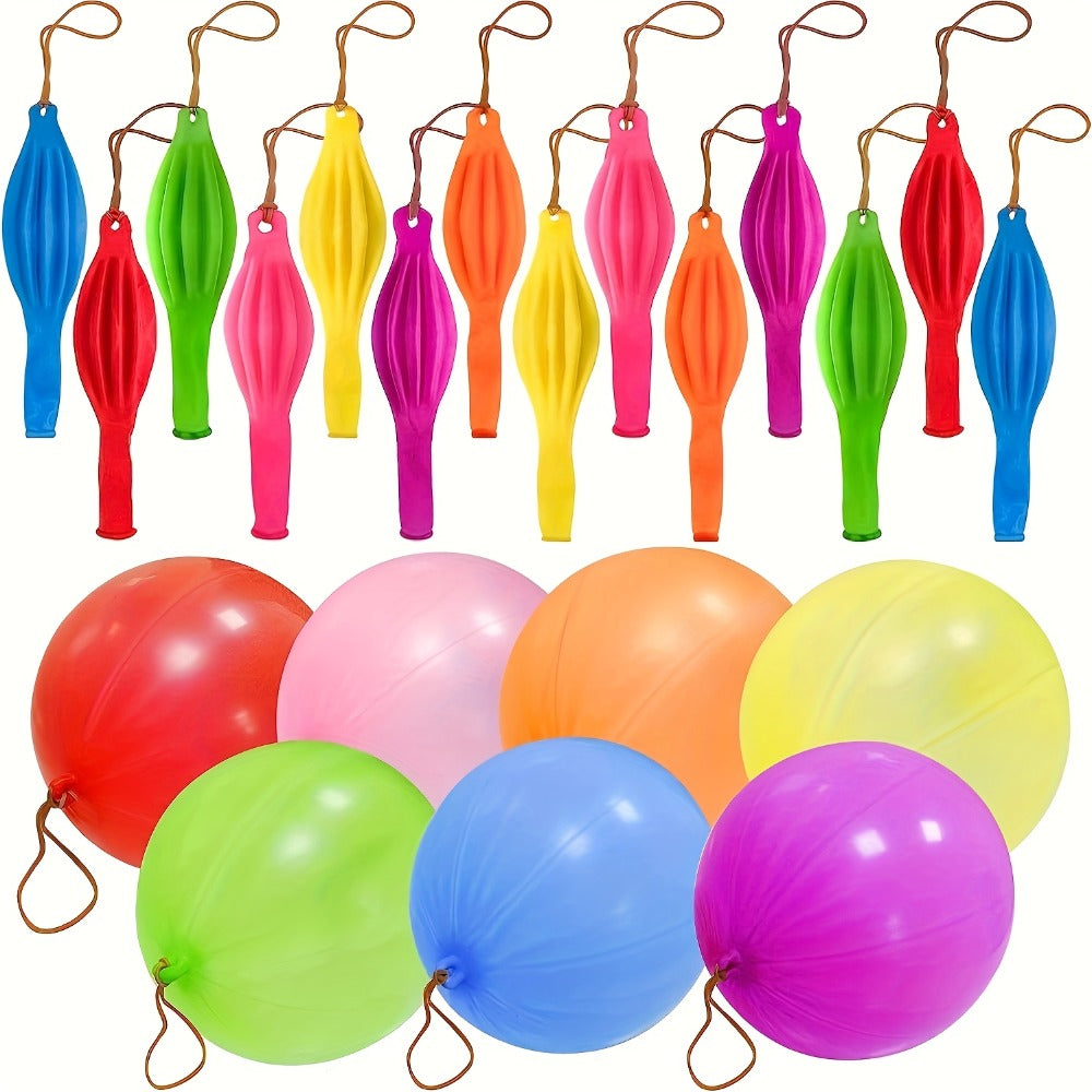 Punch Balloons for Kids 48 Pack | Neon Bouncing Balloons with Elastic Rubber Band for Birthday Party Favors, Carnival Prizes, Goody Bag Stuffers, Halloween & Easter Basket Fillers