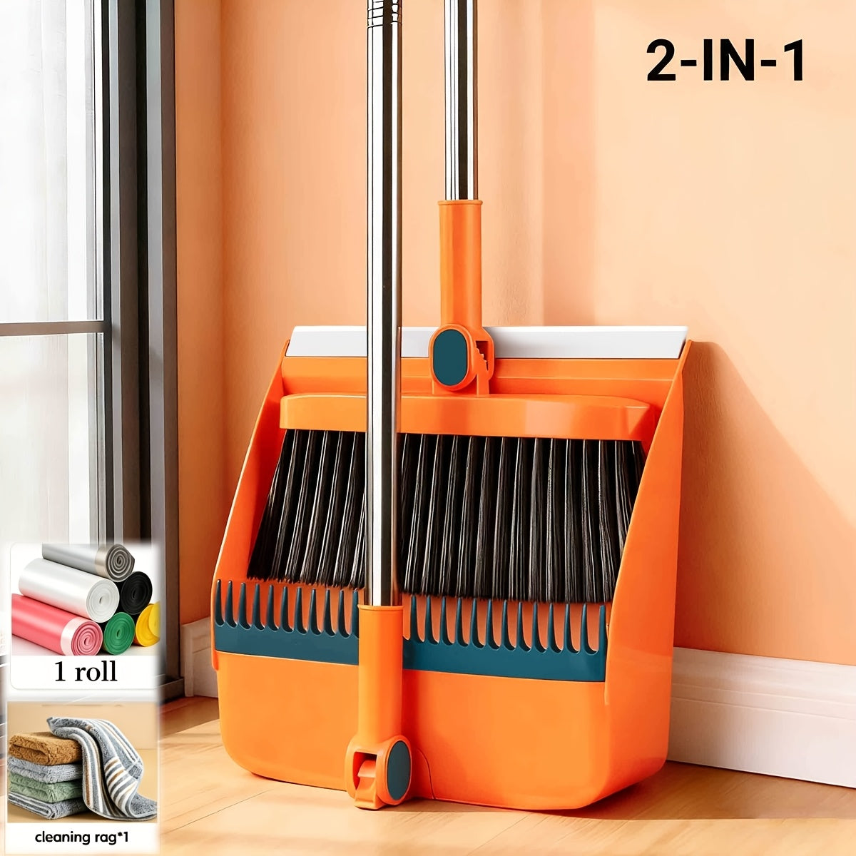 2-In-1|3-In-1|4-In-1 Household Broom with Dustpan Floor, Brush Set Foldable Broom with Dustpan Combo Set and Brush Household Cleaning Tool Set - product image 9