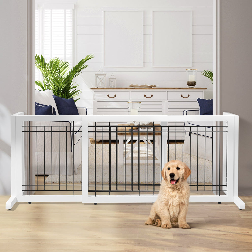 Freestanding Pet Gate for Dogs & Cats | Solid Wood Dog Gate for House, Adjustable 40" to 71" Wide, Indoor Dog Fence for Doorways Stairs Hallways, No-Drill - product image 4