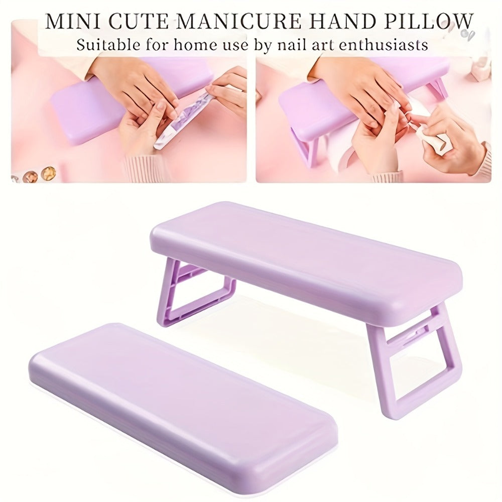 Folding Nail Armrest Hand Rest for Nail Technicians - Cushioned Wrist Support Pillow Bracket, Portable Manicure Table Stand, Professional Salon Nail Station Accessory, Pink White P - product image 2