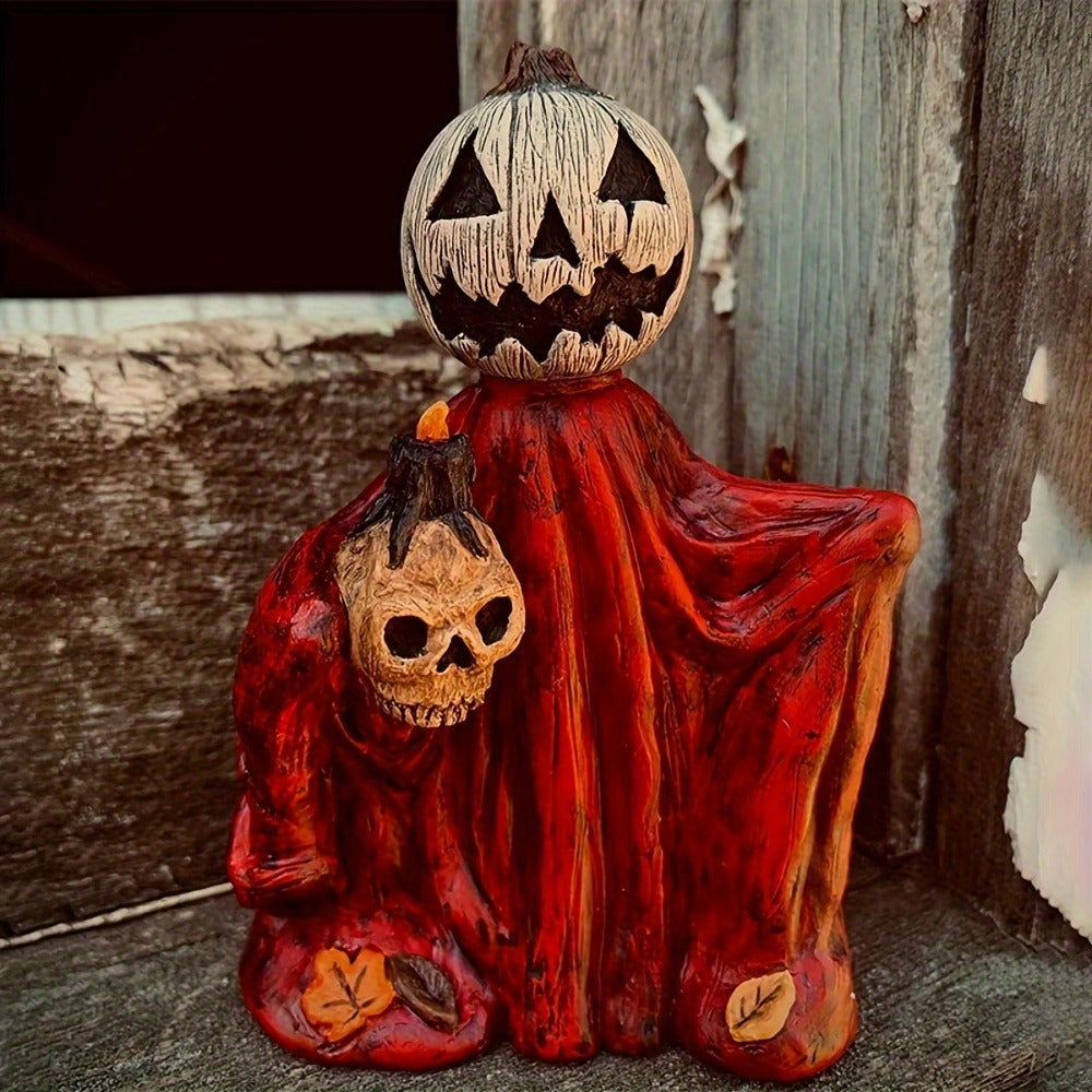 Halloween Pumpkin Wizard Resin Figurine 2-Pack – Spooky Desktop Ornament & Bookshelf Decor, Skeleton Gnome Tabletop Statue for Halloween Home Decor & Seasonal Display - product image 5