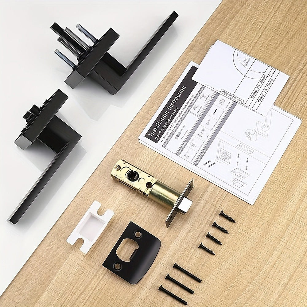 Matte Black Square Door Handle Set – Interior Passage Door Knob for Hall & Closet, Heavy-Duty Left & Right Hand Compatible, Modern Hardware - product image 14