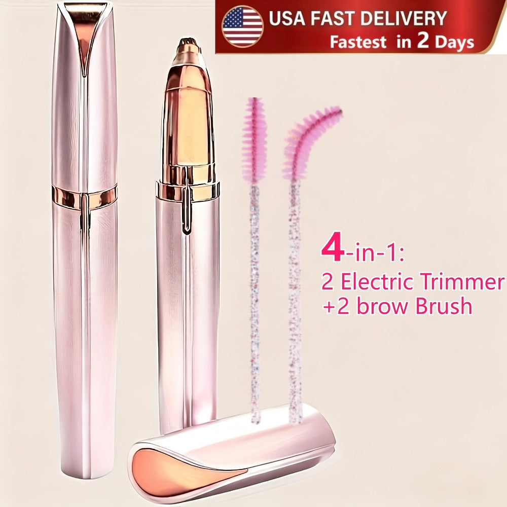 Electric Eyebrow Trimmer for Women 2 Pack, USB Rechargeable Painless Precision Eyebrow Razor Pen, Portable Hair Remover for Face Lip Leg Armpit – Pink White Colorful - product image 3