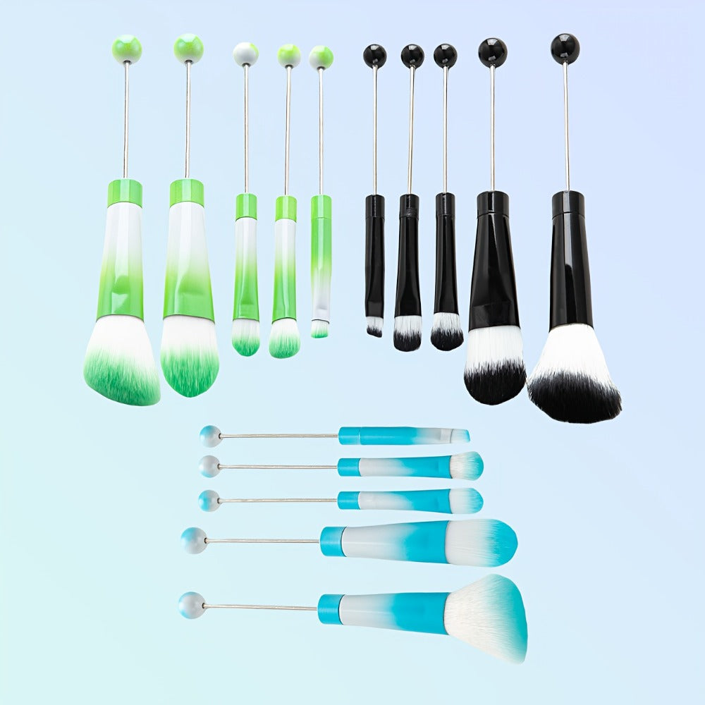 Beadable Makeup Brush Set 15PCS DIY Customizable Metal Handle - Powder Blusher Eye Shadow Slant Brushes for Women Girls - Unique Creative Beauty Gift Birthday Wedding Christmas Par - product image 11