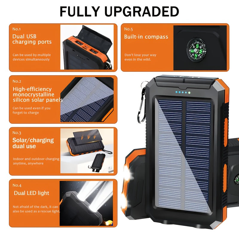 2pcs Solar Charger 20000Mah, 40000Mah, Portable Dual USB Output Solar Charging Panel, Fast Charging External Battery Pack, Built-In LED Flashlight Emergency - product image 13