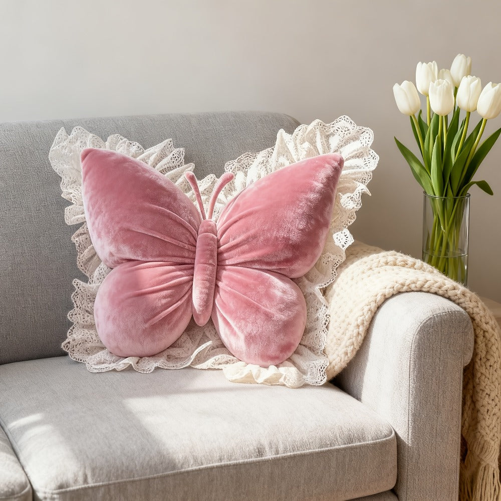 Butterfly Shaped Throw Pillow 3D Bow Decorative Cute Accent Pillow for Bed Sofa Couch Velvet Soft Polyester Fill Whimsical Home Decor Gift Multiple Colors 40x28cm - product image 8