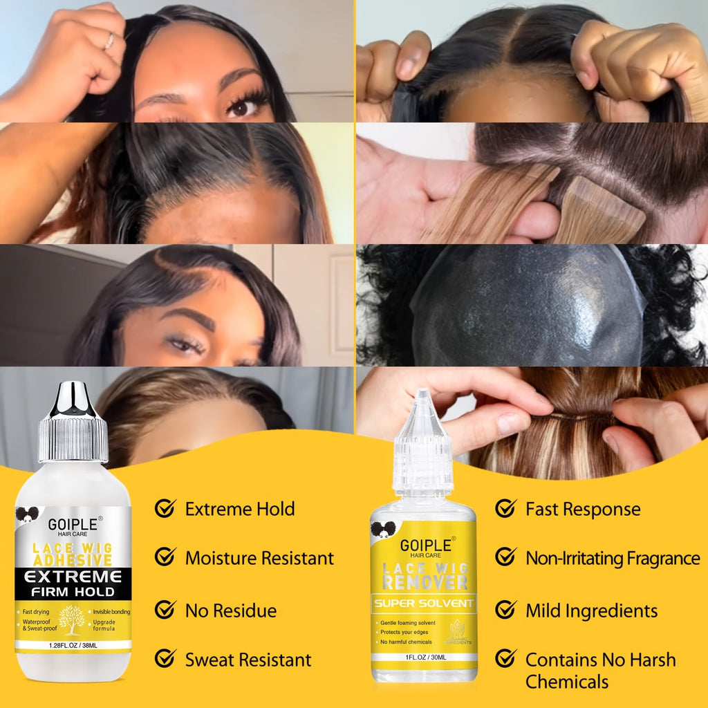 Wig Installation Kit with Lace Glue & Melting Spray | 9pc Glue Kit or 14pc Complete Wig Styling Set | Edge Brush Wig Cap Comb Resistance Band Remover for Beginners & Professionals - product image 2