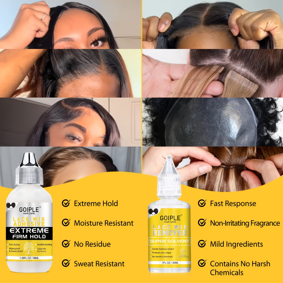 Wig Installation Kit with Lace Glue & Melting Spray | 9pc Glue Kit or 14pc Complete Wig Styling Set | Edge Brush Wig Cap Comb Resistance Band Remover for Beginners & Professionals - product image 2