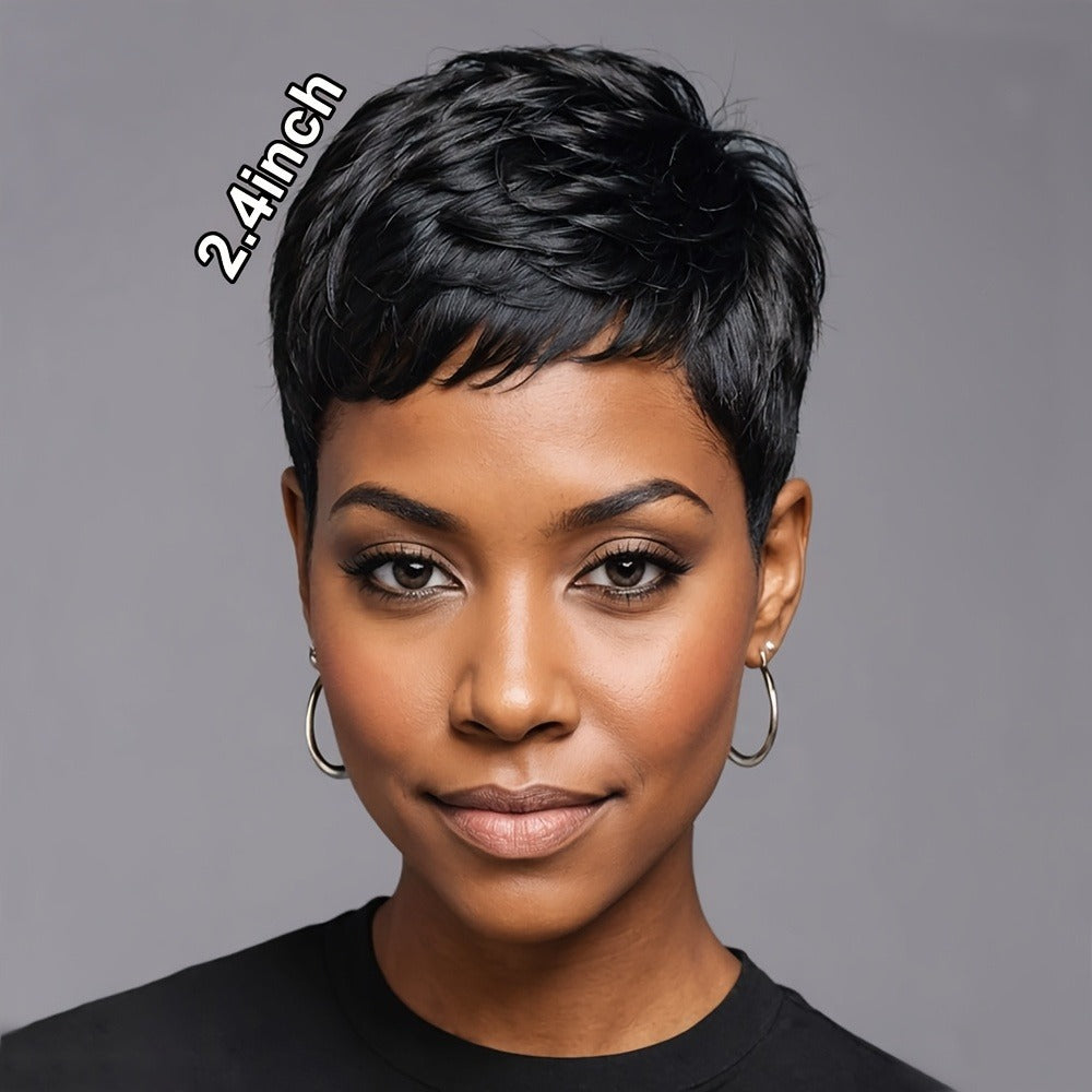 Pixie Cut Wig with Bangs Short Synthetic Body Wave 4 Inch Multi-Color Women Wig for Daily Wear Halloween Christmas Party Music Festival Modern Style - product image 2