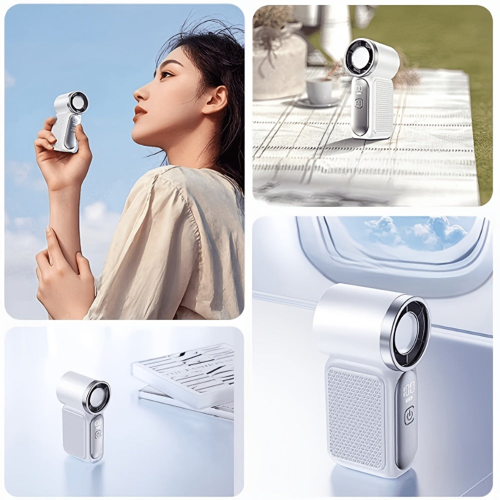 Turbine Fan Mini Handheld High Speed 100-Speed Wind Cannon USB Rechargeable Portable Outdoor Cooling Fan Compact Personal Fan for Travel Camping Sports - product image 4