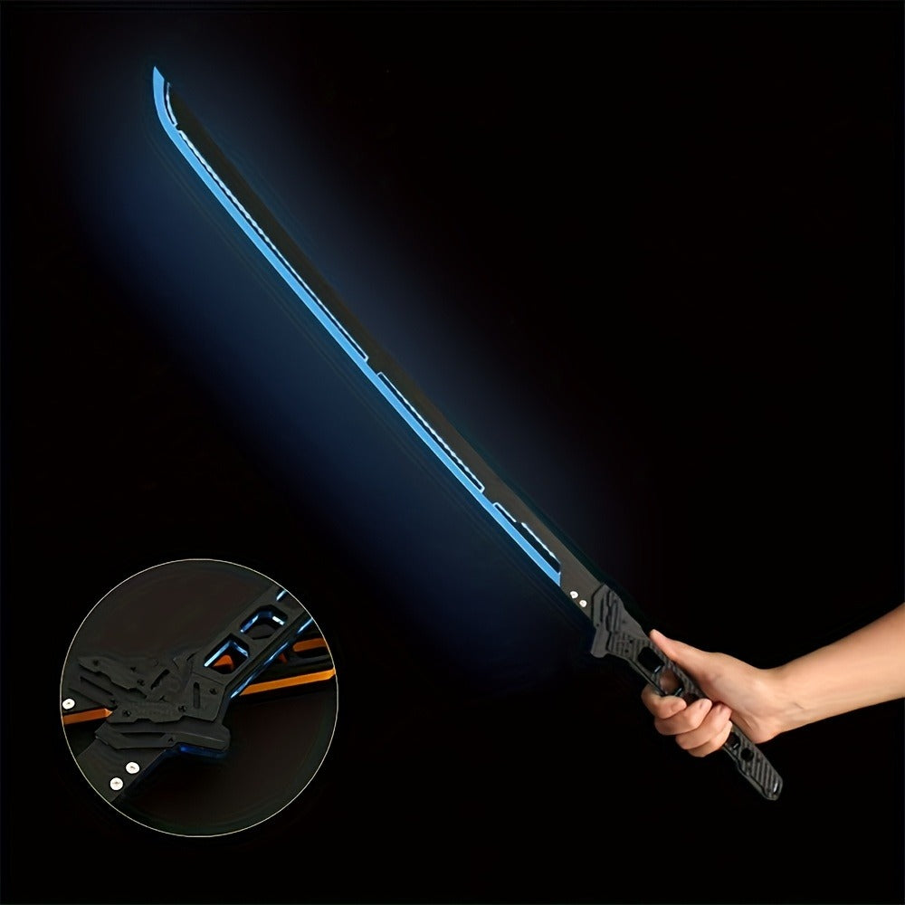 1:1 Scale Sci-Fi Glowing Sword for Cosplay Halloween Masquerade Party Display Collectible Blunt Safe Red Orange Green – LED Cyberpunk Katana Prop 80cm Acrylic - product image 19