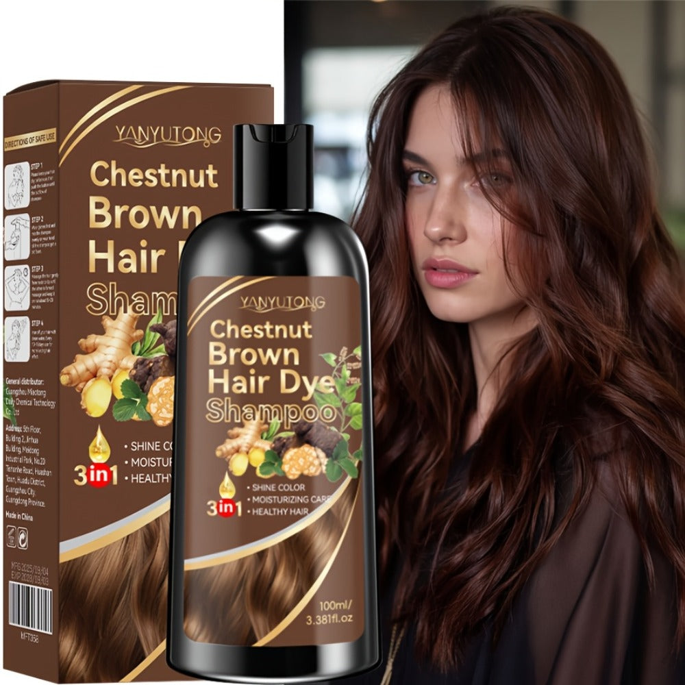 Hair Dye Shampoo Natural Plant Pigments – Fast Gray Hair Coverage in 1 Wash | 3.38oz Travel Size | Black Brown Chestnut Brown | Gentle Moisturizing Color Shampoo for Women & Men - product image 5