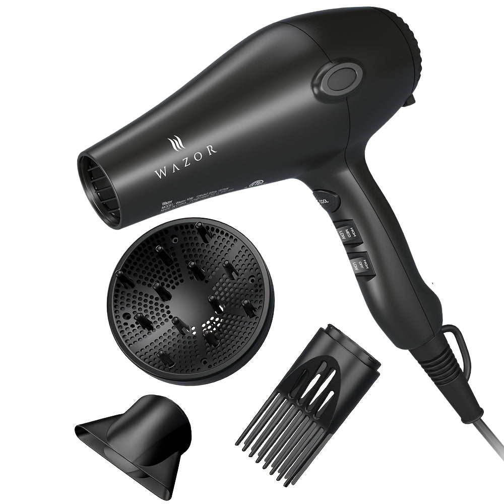 1875W Ionic Hair Dryer with Diffuser Concentrator Comb Nozzle - Professional Blow Dryer DC Motor 3 Heat 2 Speed Cool Shot Anti-Frizz Salon Quality for Women Black - product image 10