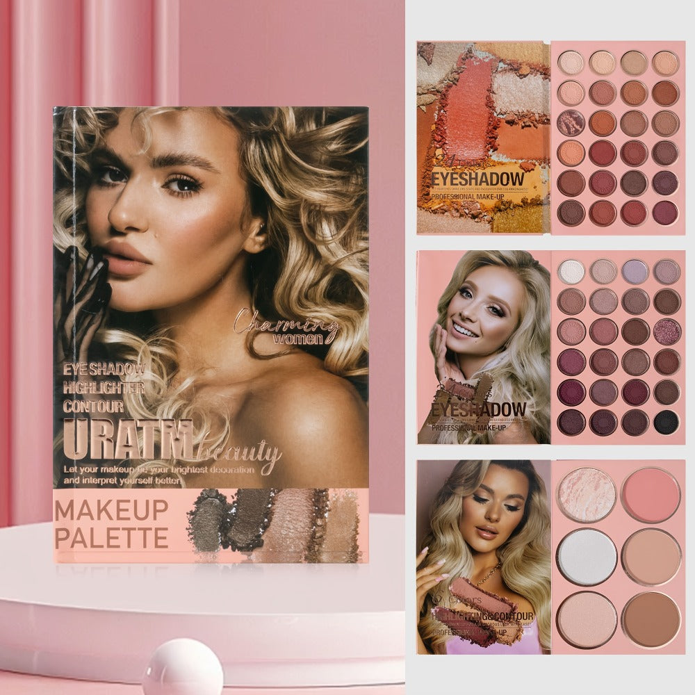 Eyeshadow Palette Book Style SHCOETY 4-in-11 Makeup Kit | 24-Color Eyeshadow + 6-Color Highlighter + 6-Color Blush + 7-Color Contour | Folding Magazine Design | All Skin Tones - product image 14