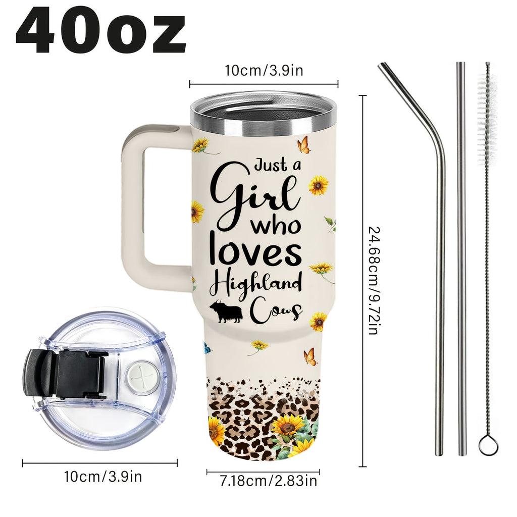 40oz Stainless Steel Tumbler with Handle and Lid | Cow Print Insulated Travel Cup for Hot & Cold Drinks, Double Wall Vacuum Tumbler for Camping, Sports - product image 2