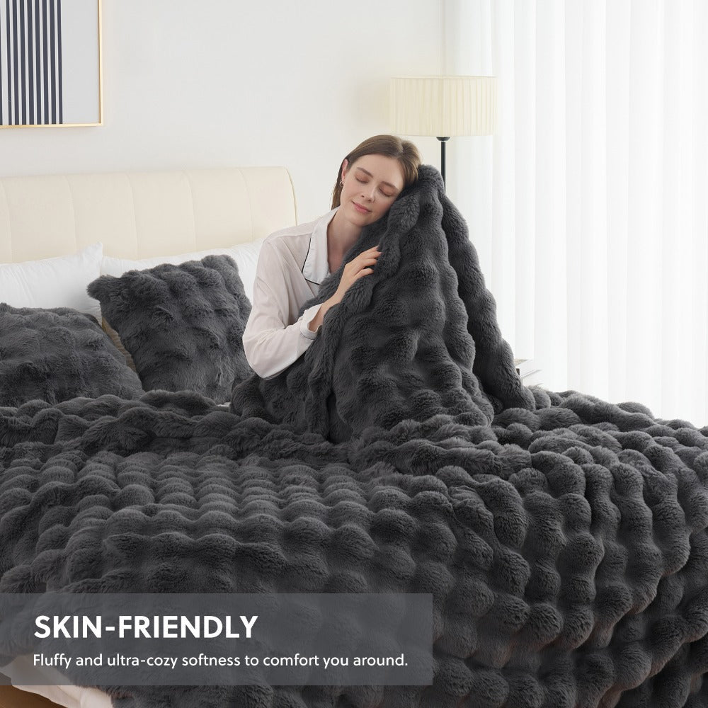Faux Rabbit Fur Throw Blanket – Ultra-Soft Plush Fleece for Bed, Couch, Sofa & Travel, All Season, 11 Colors, Throw to King Size - product image 20