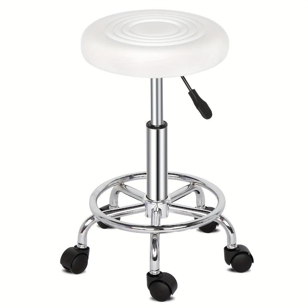 Saddle & Round Salon Stool with Backrest 360-Degree Swivel — Adjustable Height Professional Chair for Salon, Spa, Barber, Kitchen & Bistro, Black & White, 2 Styles - product image 7
