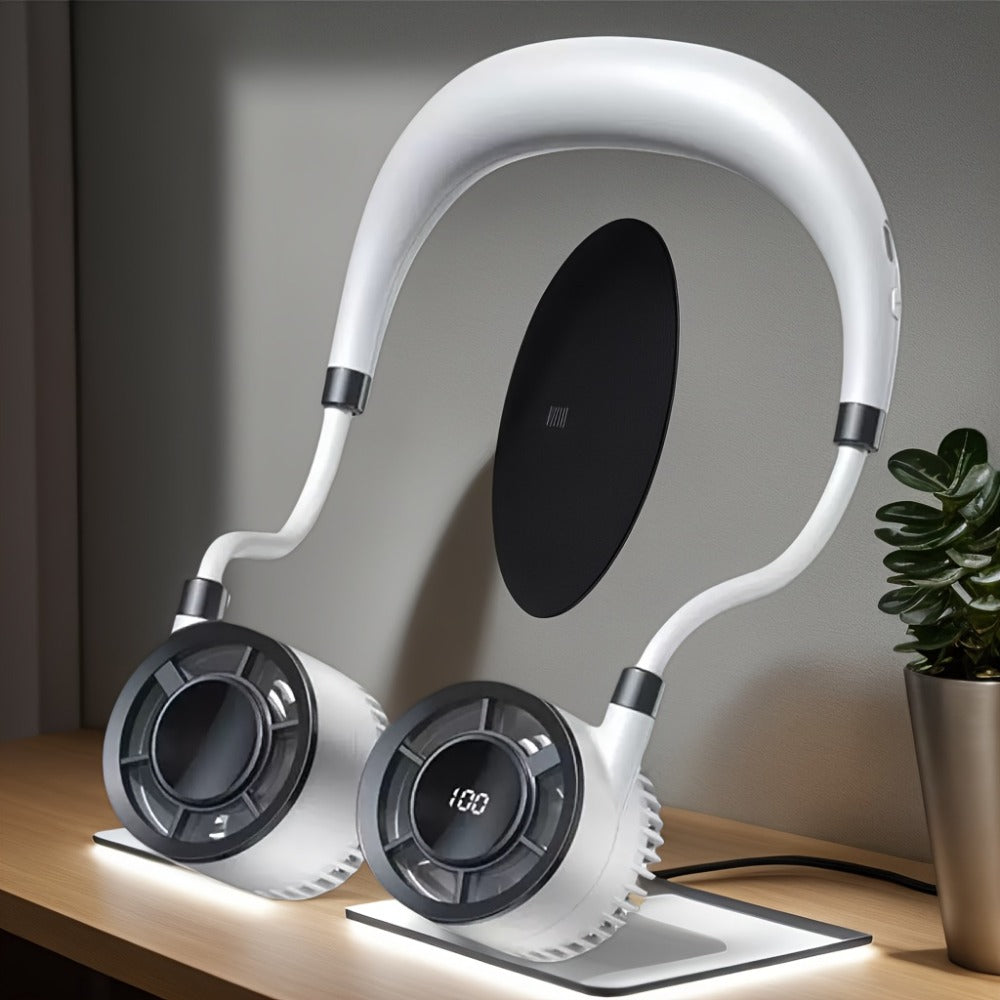 Neck Fan Wearable USB Rechargeable Hands-Free Personal Fan Ultra-Quiet Adjustable Speed Strong Wind for Home Office Outdoor Travel Commute - product image