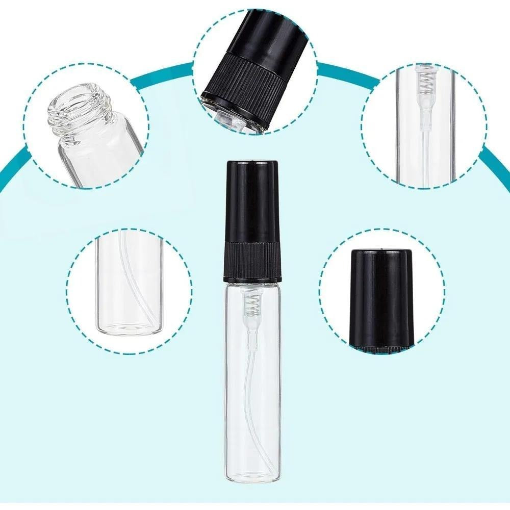 Mini Glass Spray Bottles 5ml 50 Pack Fine Mist Atomizer Refillable Black UV Glass Travel Perfume Bottles for Perfume Cologne Essential Oil Facial Mist Toner Setting Spray Sampling - product image 8