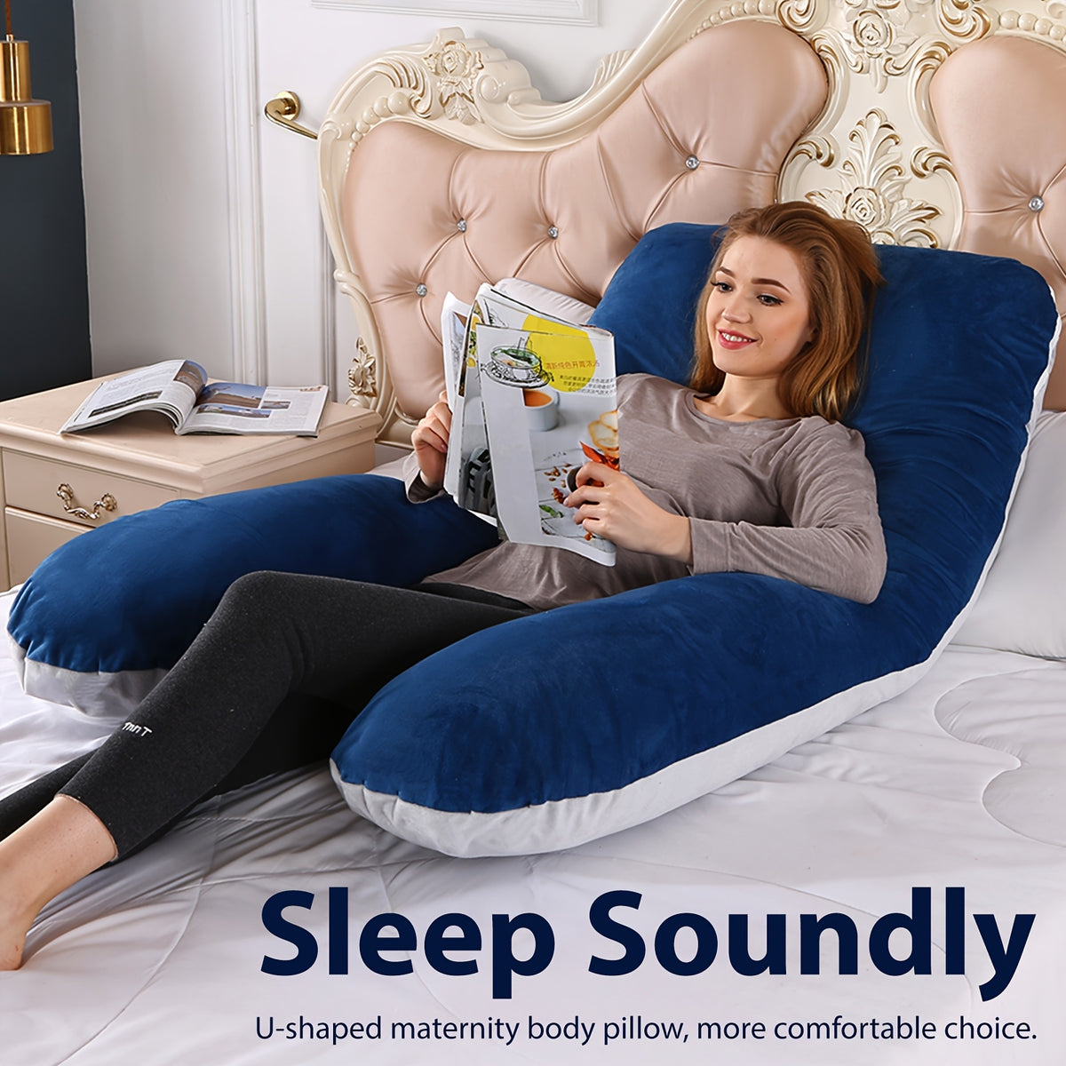 U-Shaped Maternity Pillow for Back, Neck, and Leg Support – Soft, Portable, and Comfortable Polyester Pregnancy Pillow for Expecting Moms, Hand Wash or Dry - product image