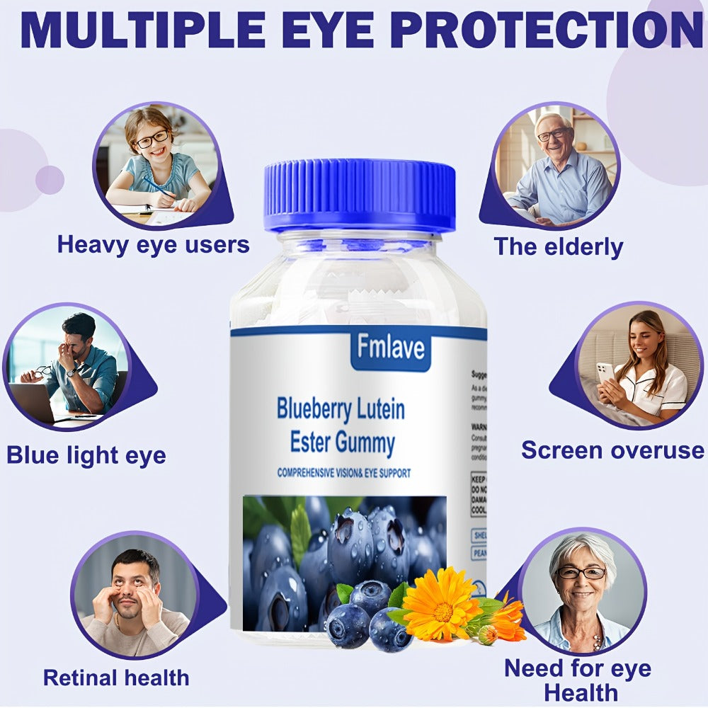 Lutein Eye Health Gummies Blueberry 30-Day Supply - Vision Clarity & Blue Light Protection Eye Vitamins for Kids & Adults - Individually Packed Chewable Eye Supplement 30 Count - product image 3