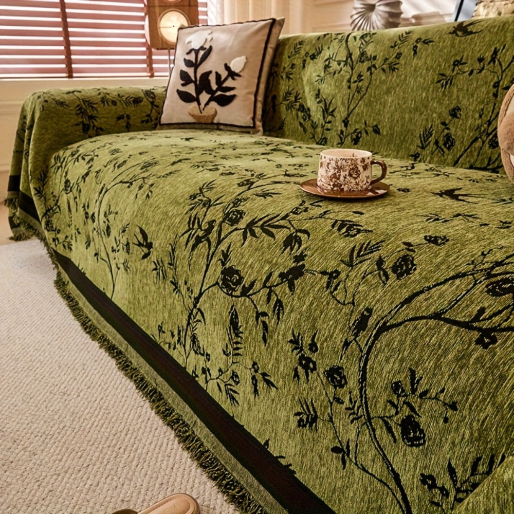 Sofa Cover Chenille Thickened Non-Slip Couch Slipcover Floral Pattern for Living Room Office Pet-Safe All-Season — 1 2 3 4 Seater Sizes - product image 7